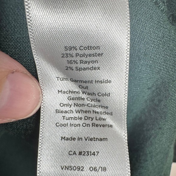 T by Talbots Womens Medium Petite Velour Crossed Back Long Sleeve Top Green - Picture 3 of 4